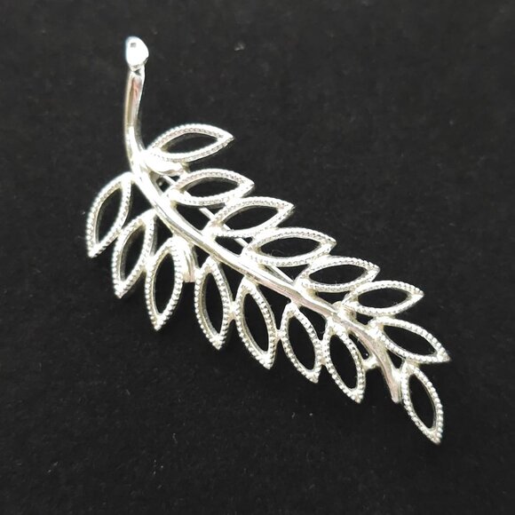 VTG Emmons Brooch Silver Tone Filigree Leaf Natural Boho Fairy Cottage Core Pin - Picture 3 of 15